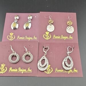 Lot Of 4 - Premier PremierDesigns Silver Tone Teardrop Dangle/Drop Earrings